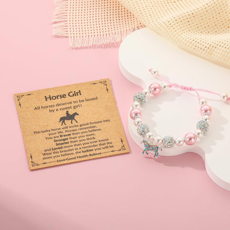 VULETO Axolotl/Horse Bracelet Gifts for Girls Women, Charm Pearl Beads Cute Stuff Valentines Birthday Jewelry for Kids Teens - Image 3